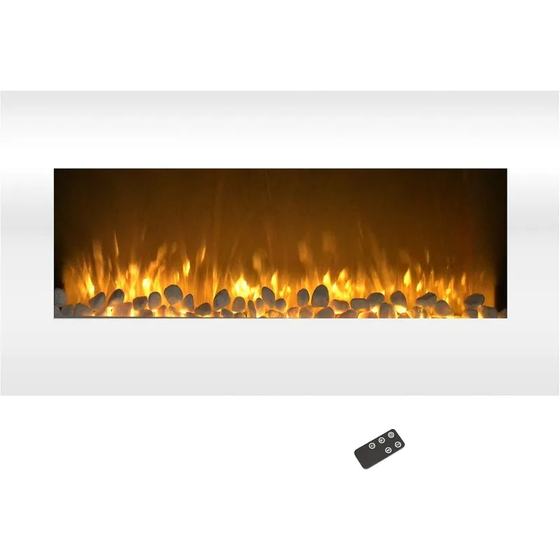 36" Wall Mount Electric Fireplace 10 Colors LED Flame and 3 Media Backgrounds Adjustable Brightness Comes with Remote Control