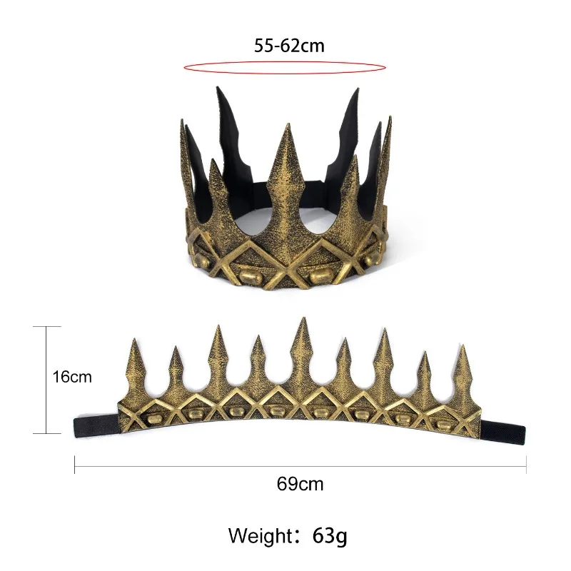 มงกุฎกษัตริย์ยุคกลาง อุปกรณ์เสริมชุดฮาโลวีน วัสดุโฟมสไตล์วินเทจ สำหรับการแสดงบนเวที