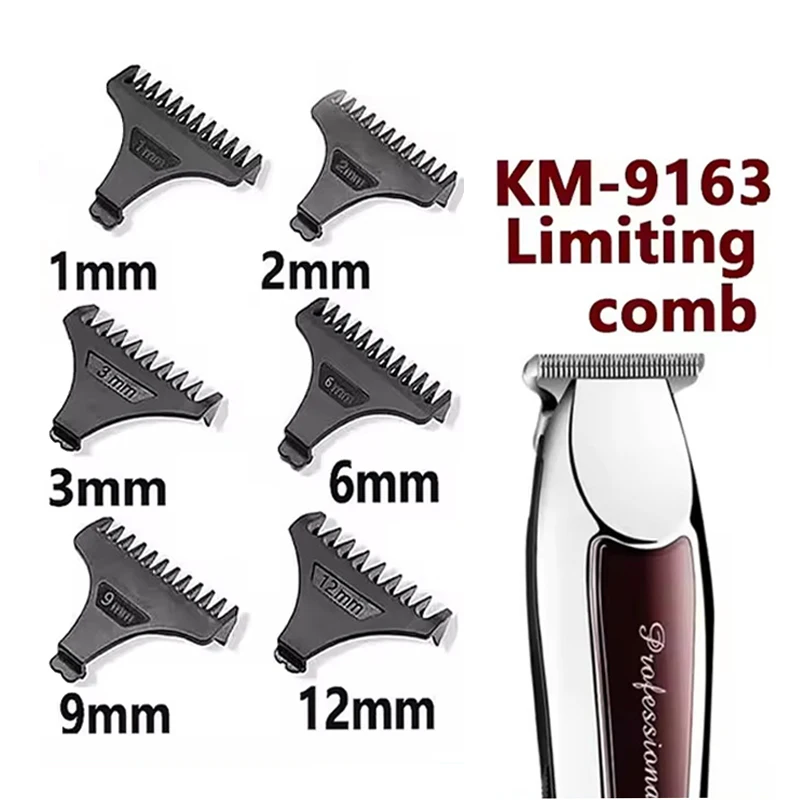 Kemei 6Pcs/Set Original KM-9163 Hair Clipper Limit Comb Guide Attachment Size Barber Replacement 1/2/3/6/9/12mm