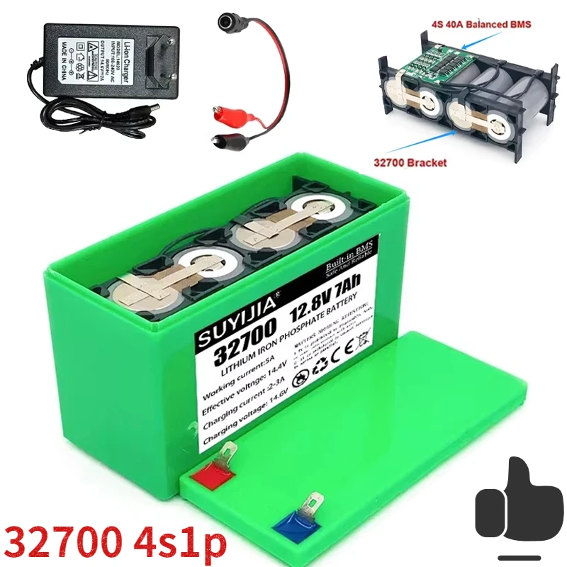 New 4S1P 12.8V 7000mAh 32700 Lifepo4 Battery Pack for Electric Boats and Uninterruptible Power Supplies with 4S 40A Balanced BMS