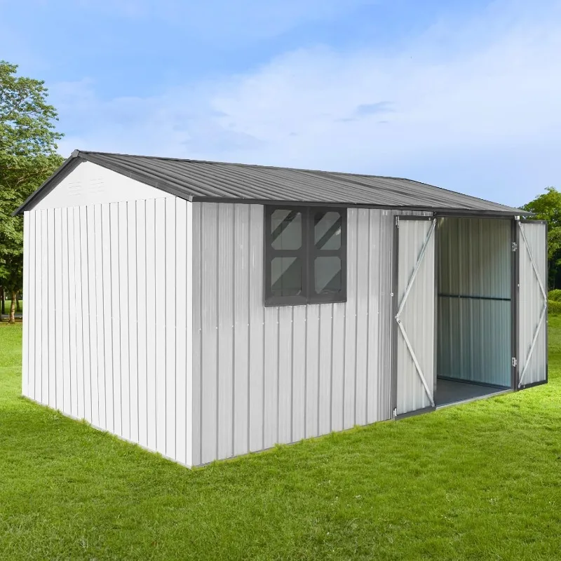 10x12 FT Outdoor Storage Shed Heavy-Duty Unit with Window,Door and Vents,for Storing Bicycles,home.