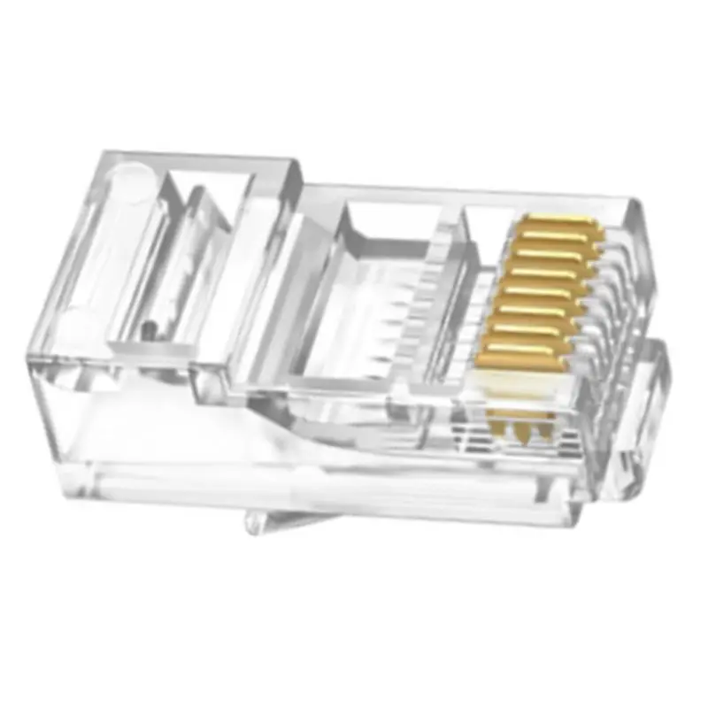 100 шт. обжимные сквозные разъемы CAT6 RJ45 8P8C с кристаллическим концом, позолоченные стандартные сетевые модульные разъемы UTP Ethernet