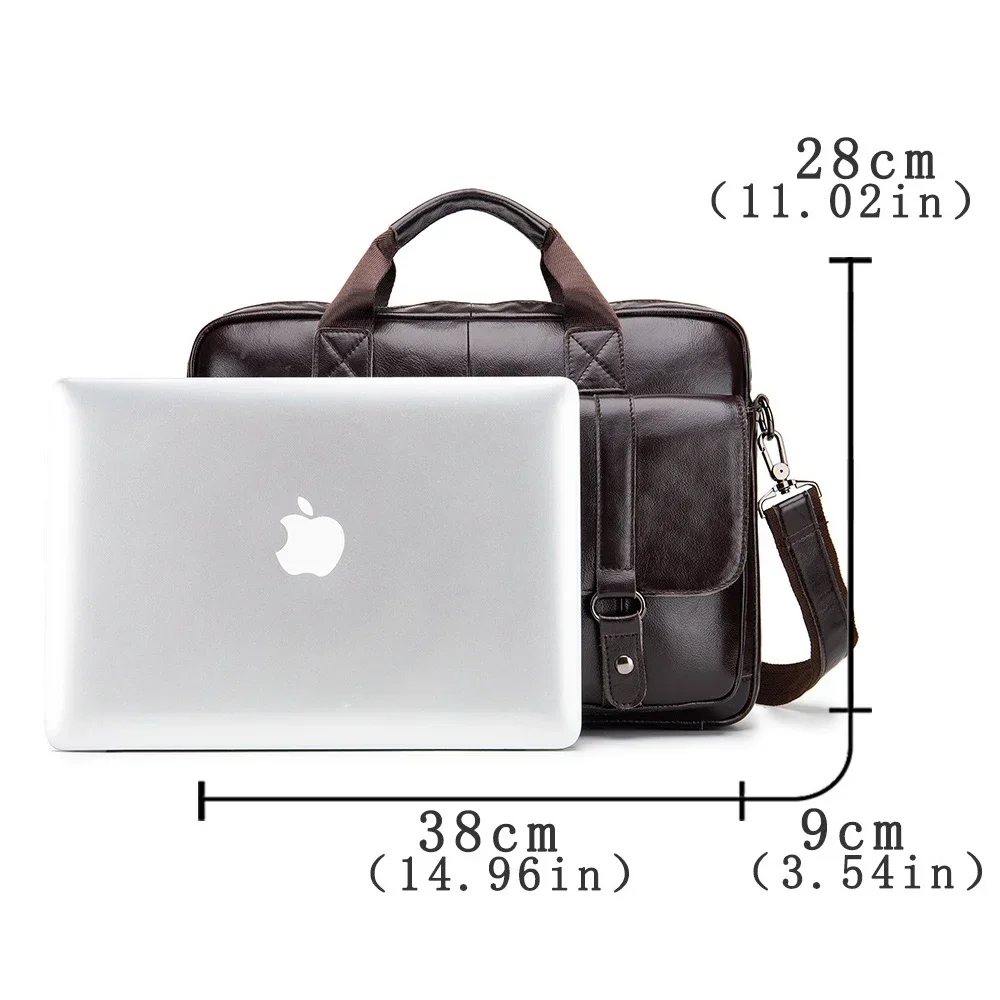 2024 New Luxury Cow Genuine Leather Business Men's Briefcase Male Shoulder Bag Real Leather Men Messenger Bag Tote Computer Bag