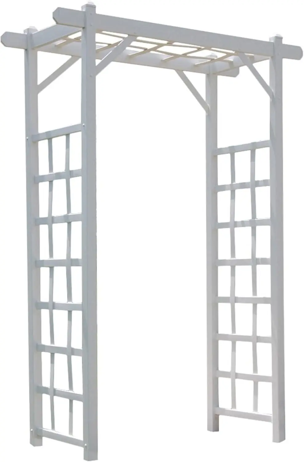 

Elmwood Arbor, 57 by 84 Inch PVC Patio Garden Arch, Outdoor Lattice Frame Decoration or Trellis for Climbing Plants, White