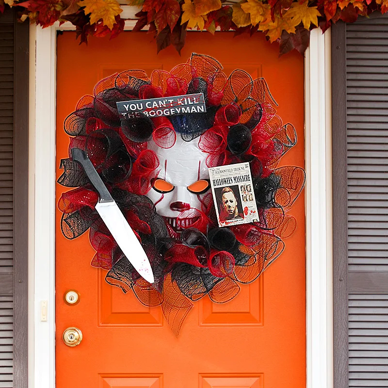 

Halloween Joker Door Hanging Decoration Creative Home Party wreath wreath hanging decoration Ghost house decoration props