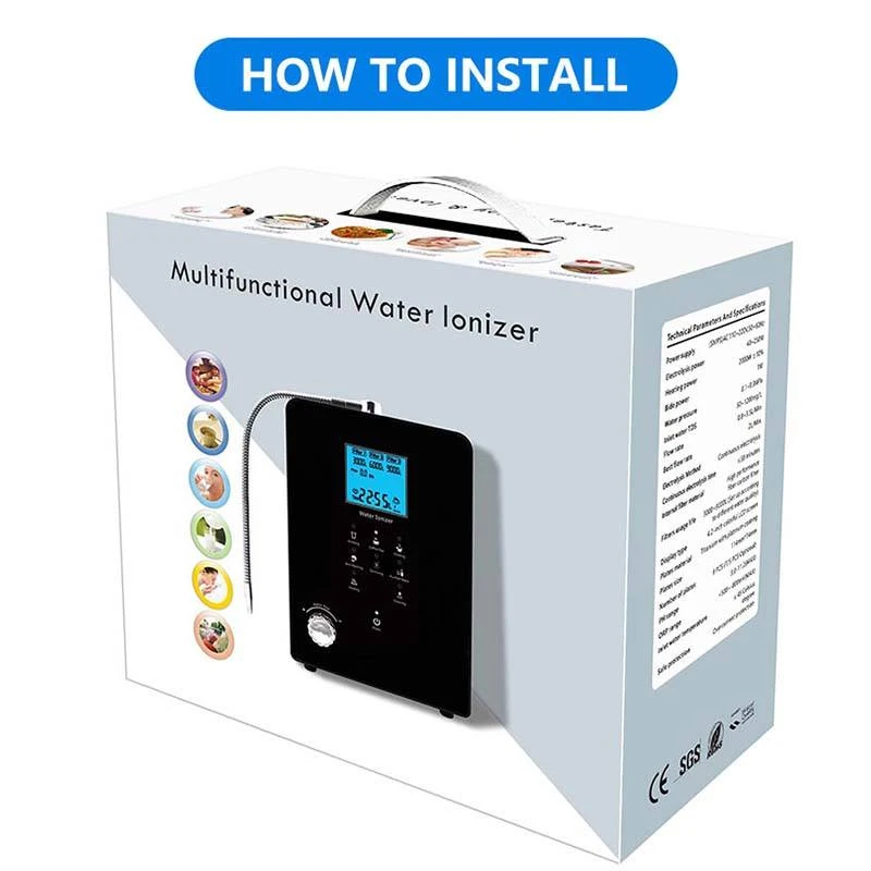 اليابان التكنولوجيا آلة المياه القلوية المؤين PH جهاز تنقية المياه 9 لوحات لوحة طلاء البلاتين موزع المياه القلوية
