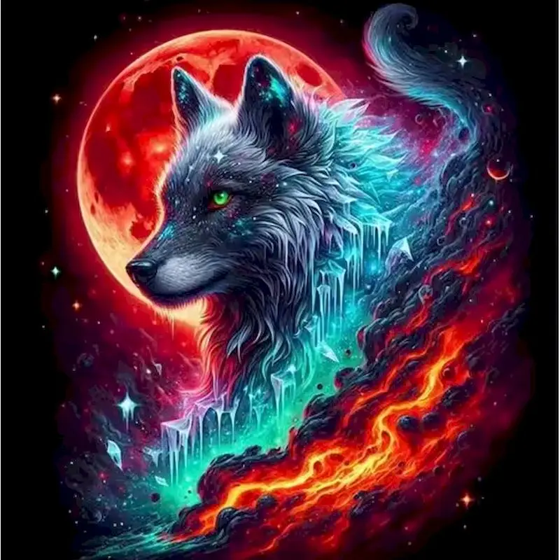 

GATYZTORY Full Square Round Diamond Painting Wolf Animal Mosaic DIY Picture Of Rhinestones Embroidery Wolf Child Hobby