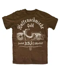 Gunsmith Suhl Schwalbe T Shirt Brown KR51 Roller Moped Funny Simson Star