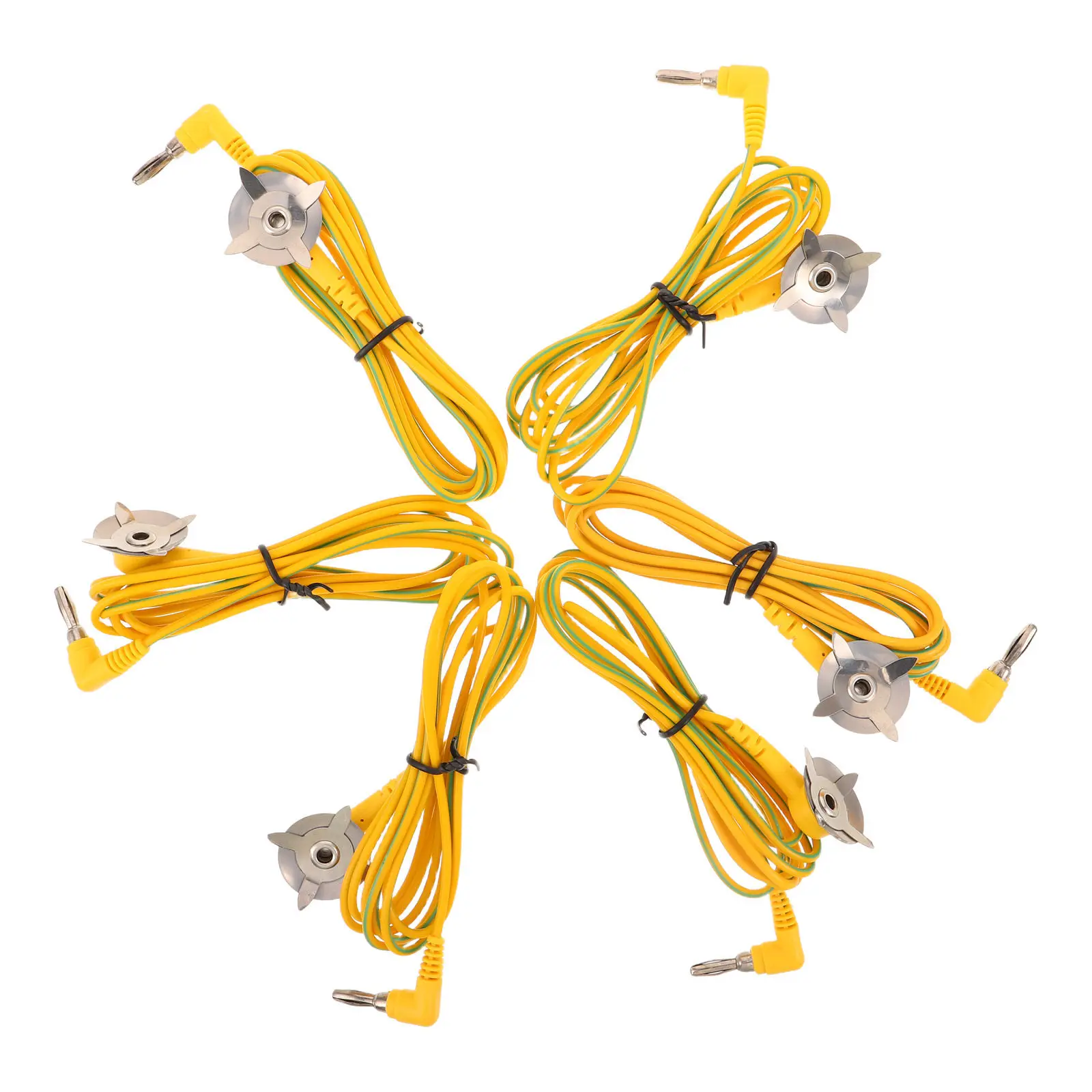 6Pcs Anti Static Grounding Cable Yellow Green PVC Wire 1.8m Earthing Mat Replacement Cable Office Electronics Ground Wire Strap
