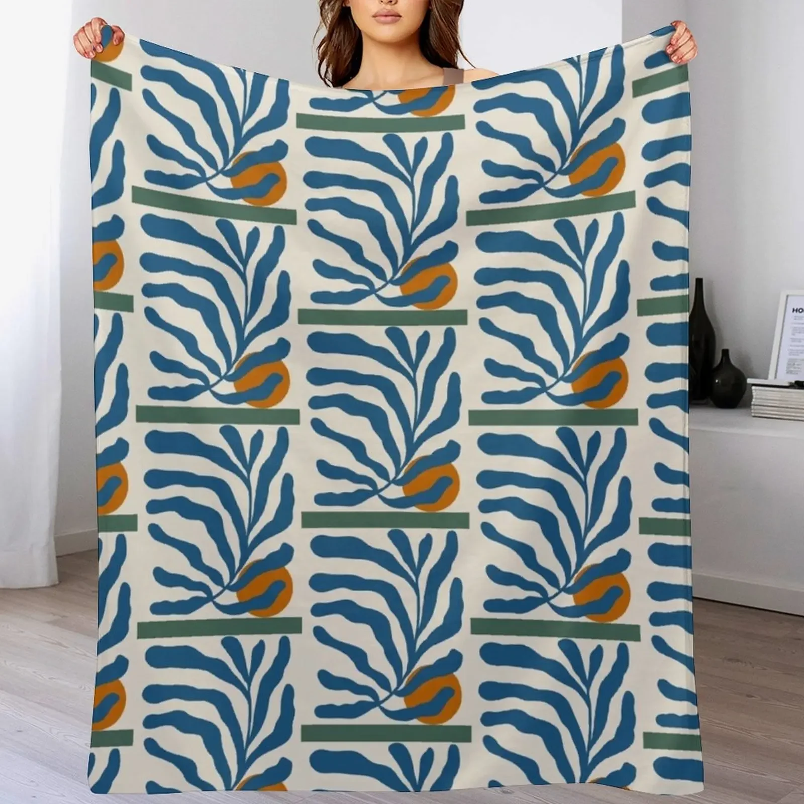 Matisse Jazz Exhibition Papier Decoupes Cut Outs Blue Sleeveless Top Throw Blanket for sofa Multi-Purpose Soft Big Blankets