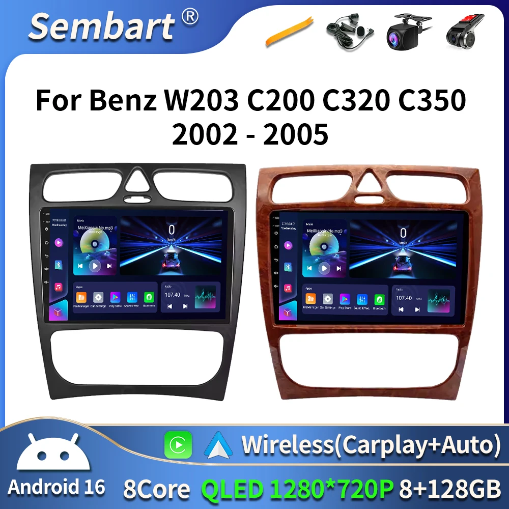 

Android 16 Car Radio For Mercedes Benz C-Class W203 C200 C320 C350 CLK W209 2002-2005 Navigation GPS Multimedia Player Stereo 4G
