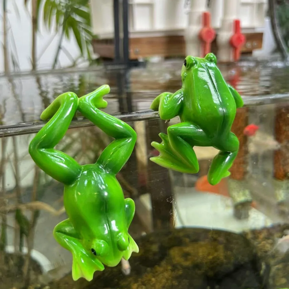 

Funny Cartoon Small Frog Figurine Set Resin Crafts Cute Frog Hanging Flower Pot Handicraft Animal Statue Living Room Bedroom