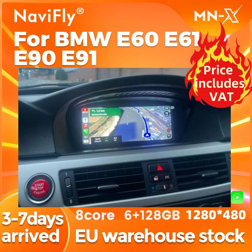 Image of NaviFly 8,8 "Android 14 Carplay Auto Multimedia Player Für BMW 3er E60 E61 E63 E64 5er E90 E91 E92 E93 CCC CIC All-in-One Auto Radio 2Din BT