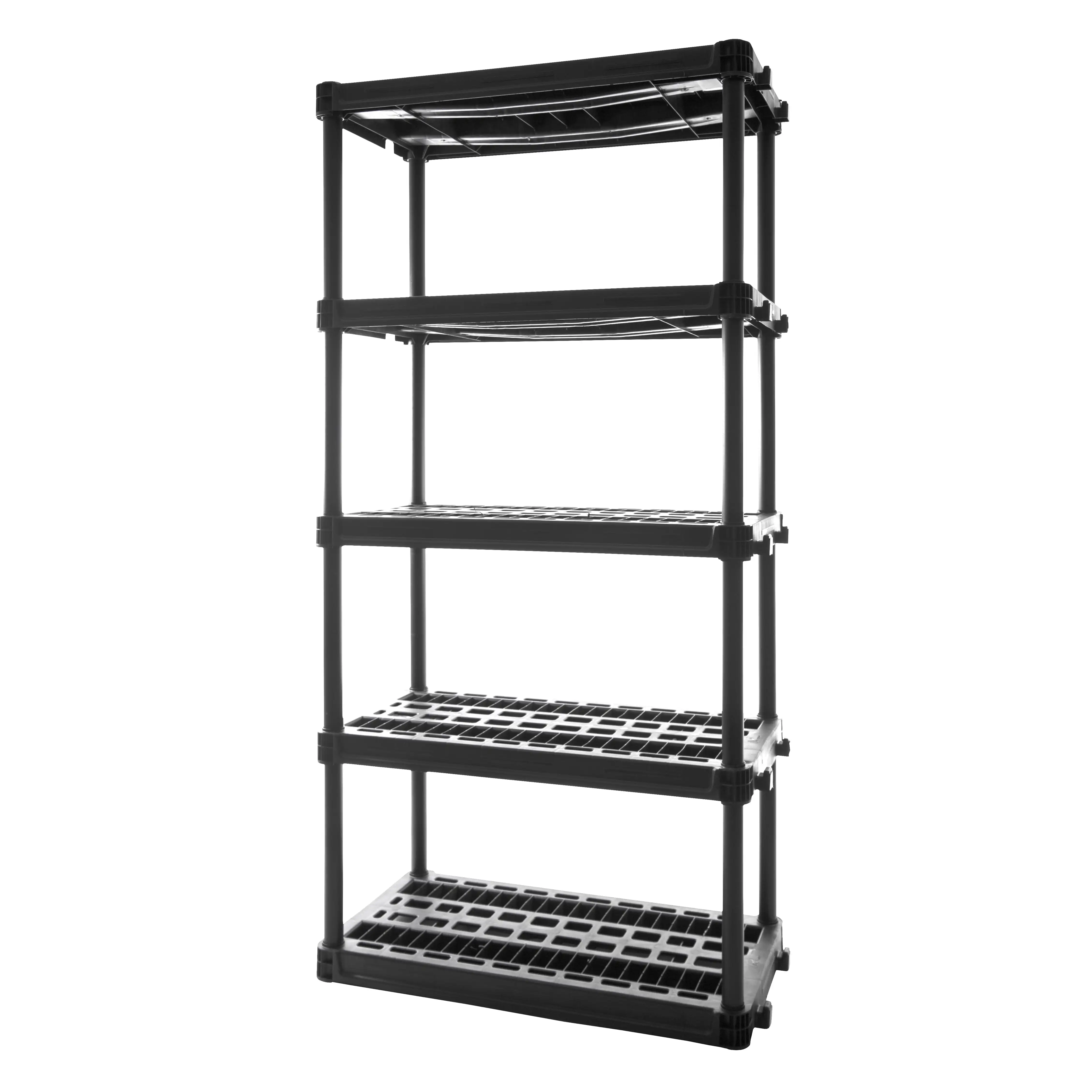 

5-Shelf Heavy Duty Plastic Storage Shelves, 73” x 36” x 18”, 750lb Capacity