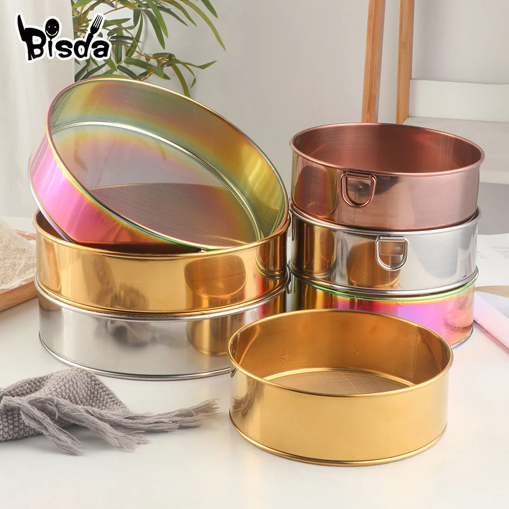 1/2 Kitchen Fine Mesh Flour Sifter Stainless Steel Round Flour Sieve Food Oil Bean Powder Filter Screen Sifter Baking Filtration