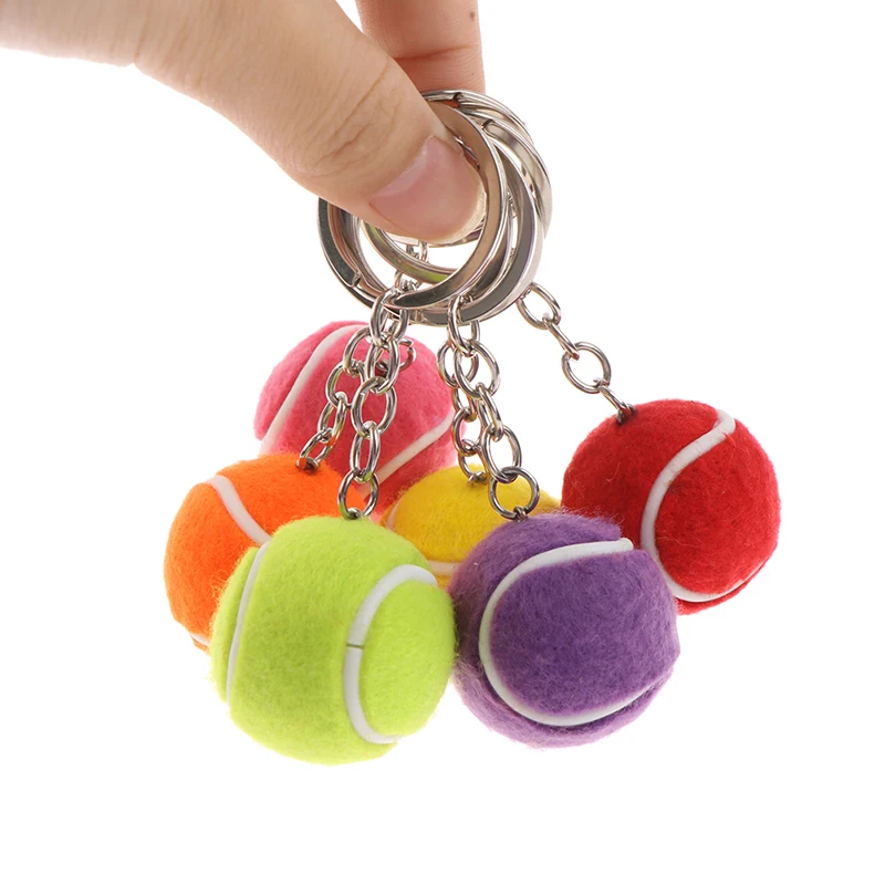 6 Color Key Chain Tennis Ball Metal Keychain Car Key Chain Key Ring Sports Chain Sliver Color Pendant