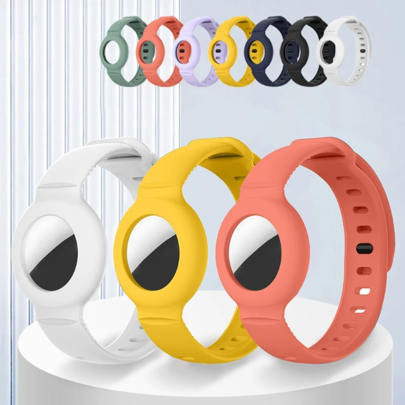 Anti-Lost Silicone Band Bracelet Protective Case for -Apple AirTag for Children , Adjustable Wristband for Children