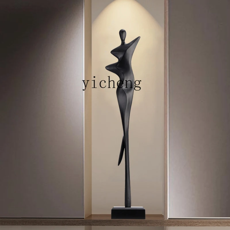 Tqh Hallway Humanoid Art Niche Fine High Decoration Home Thin Long Light Luxury Abstract Floor Sculpture