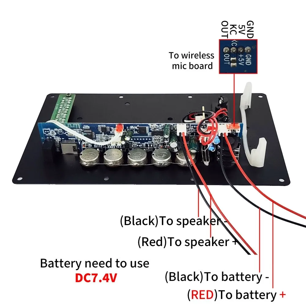 7.4v 디지털 블루투스 증폭기 보드 마이크 입력 U 디스크 녹음 증폭기 6-10 인치 스피커 용 30w