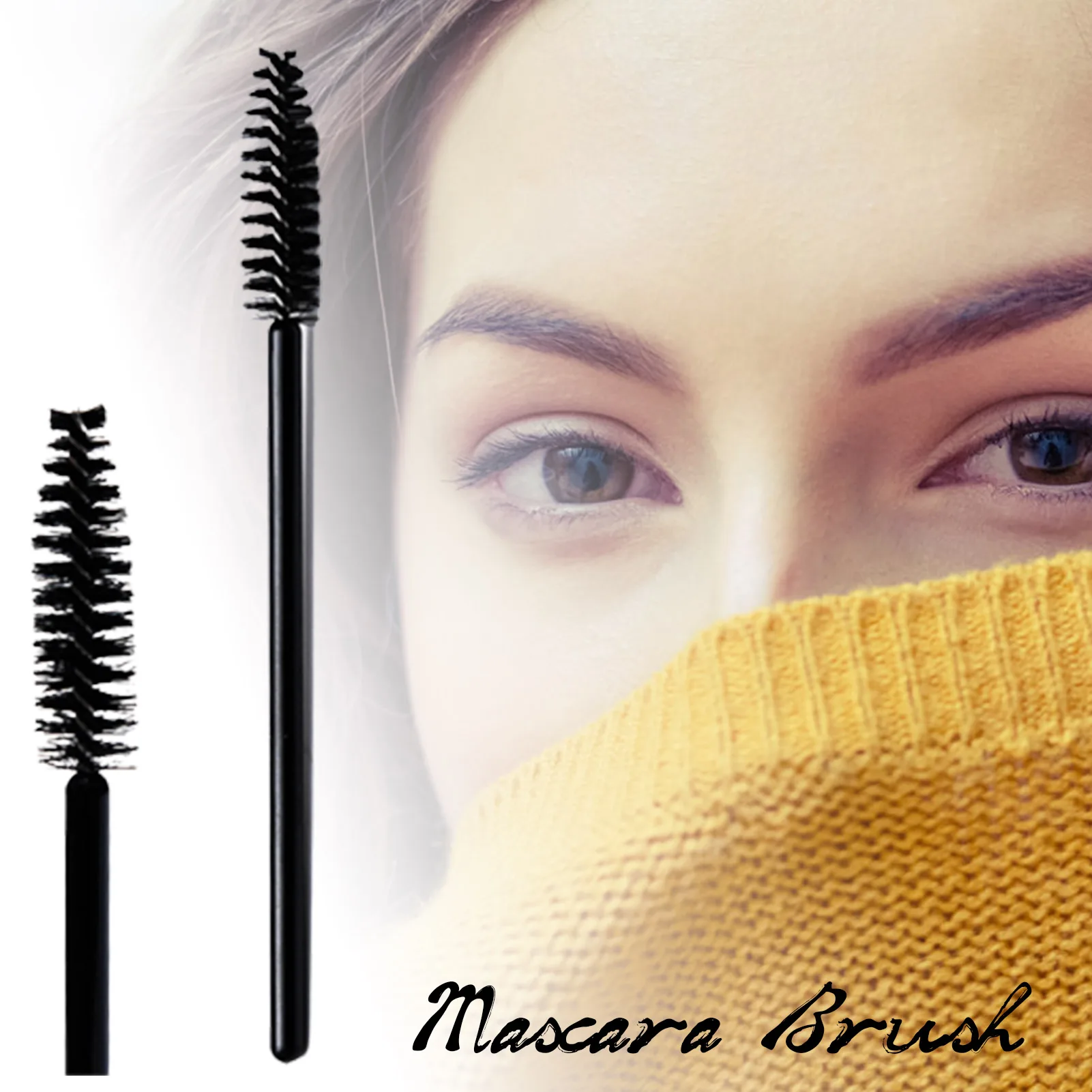 まつげブラシ眉毛コームまつげと眉毛のグルーミング用のデュアルユースメイクアップツール耐久性のあるハンドル付きブラック