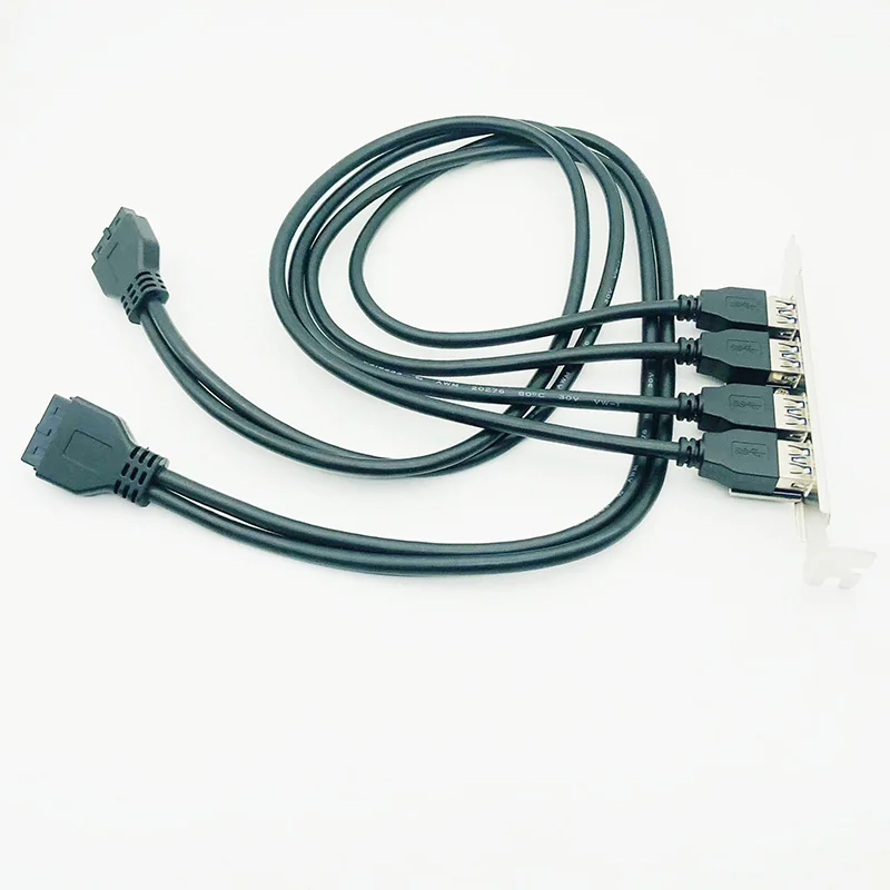 Główna płyta główna USB 3.0 20 Pin do 4 Port USB3.0 przegrody Adapter 60cm kabel USB 3. W wieku 0 Panel tylny wspornik rozszerzający dla komputer stancjonarny czarny — zdjęcie produktu 5