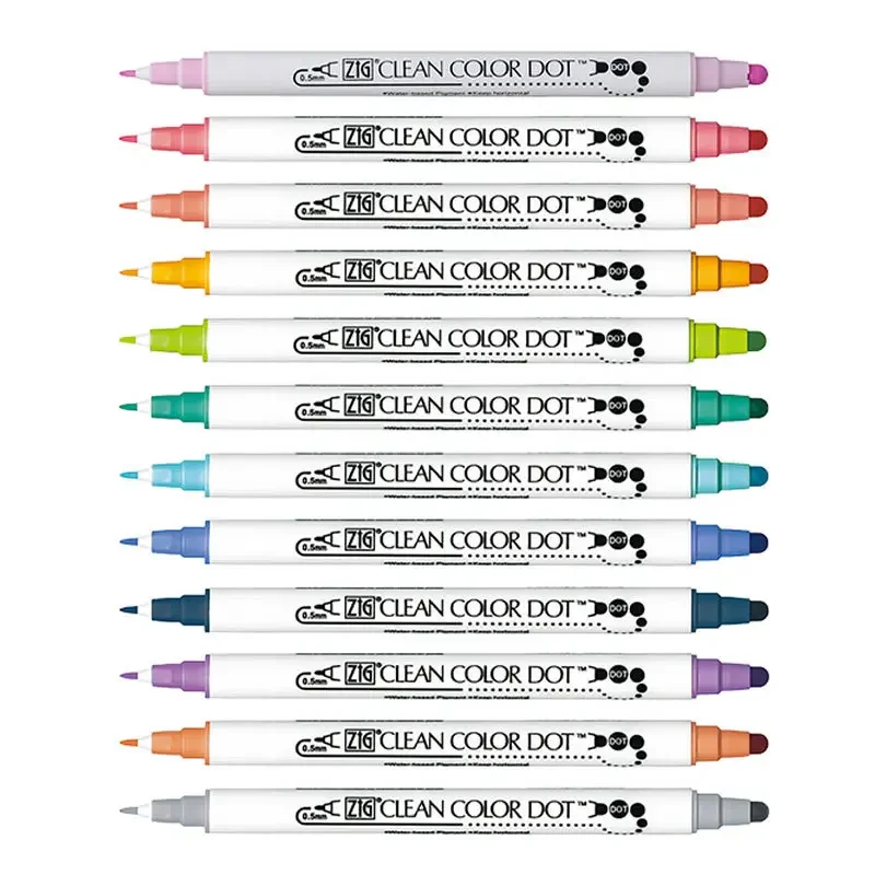 1pc Japan Zig KURETAKE CLEAN COLOR DOT TC-6100 Double Head Metallic Color Marker Watercolor Pen Painted Art Brush Round Stamp