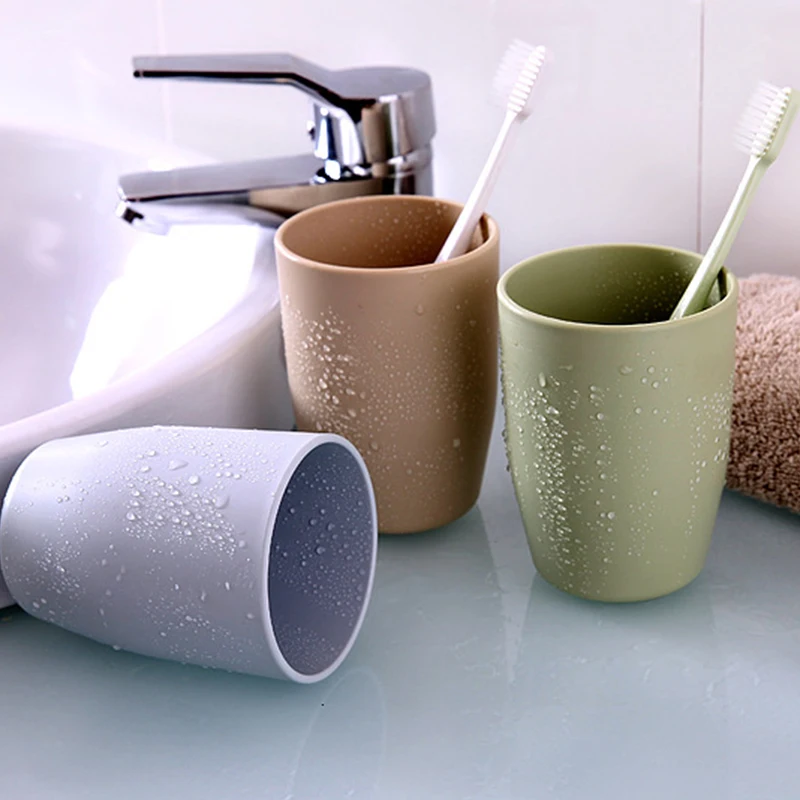

Bathroom Tumblers Plastic Mouthwash Cup Coffee Tea Water Mug Home Travel Simple Solid Color Toothbrush Holder Drinkware Cup