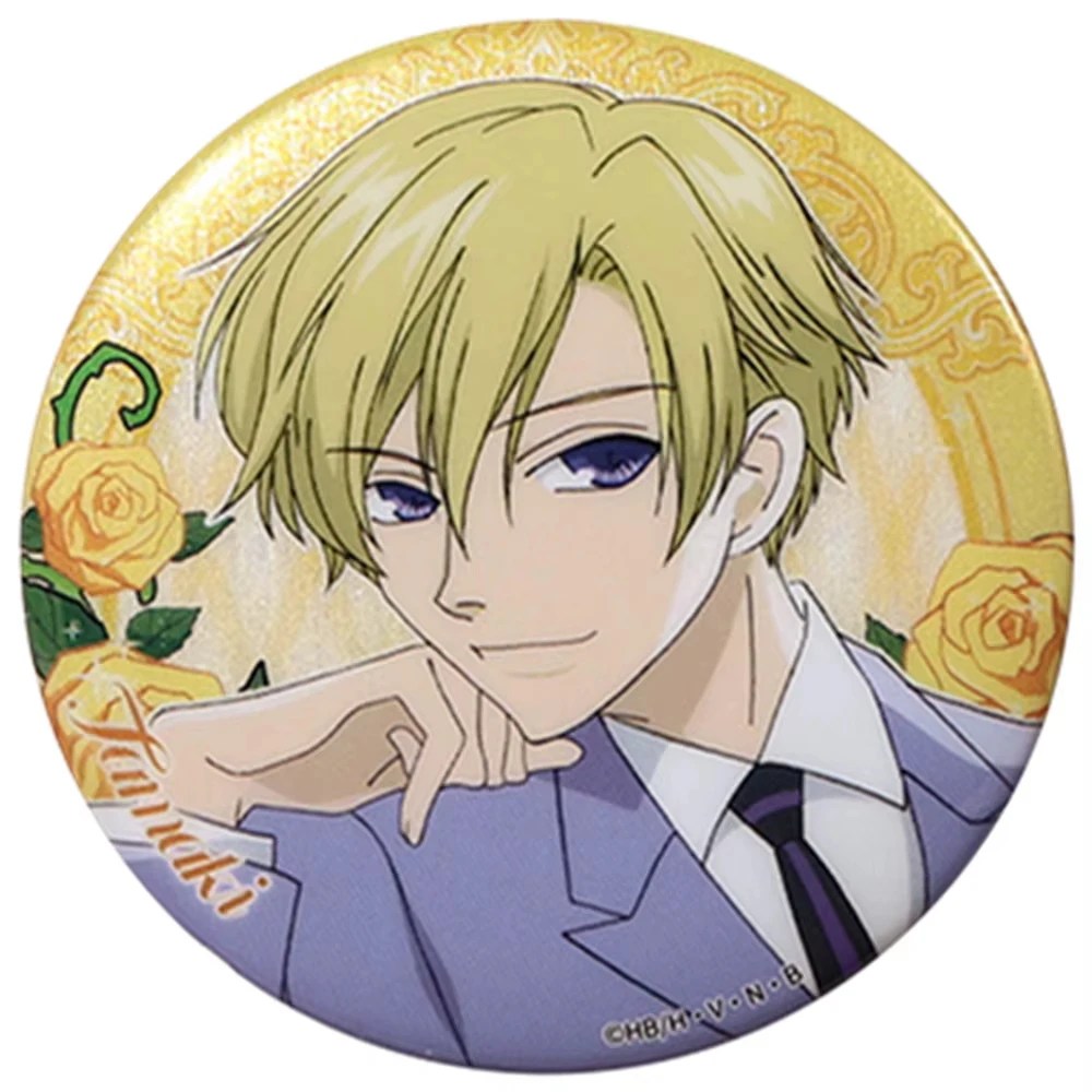 Anime Ouran Oran High School Host Club Fujioka Haruhi Kyoya Ootori Cosplay COSTUME Pin SPTE Tinplate Brooch Prop Gilfs