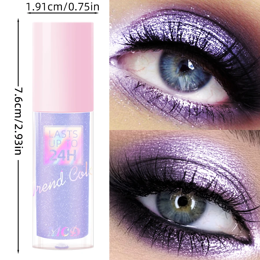 1pc Glitter Metallic Waterproof Liquid Eyeshadow Long-Lasting & Smudge-Proof Blue Pink Purple Korean Makeup Eye Shadow Cosmetics