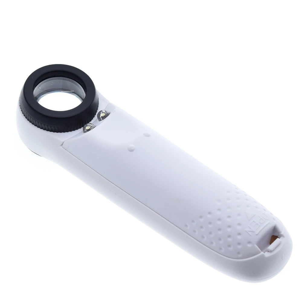 TZT 15X Handheld Glass Loupe Magnifier Magnifying Glass Portable Pocket Tool Professional With 2 LED Light