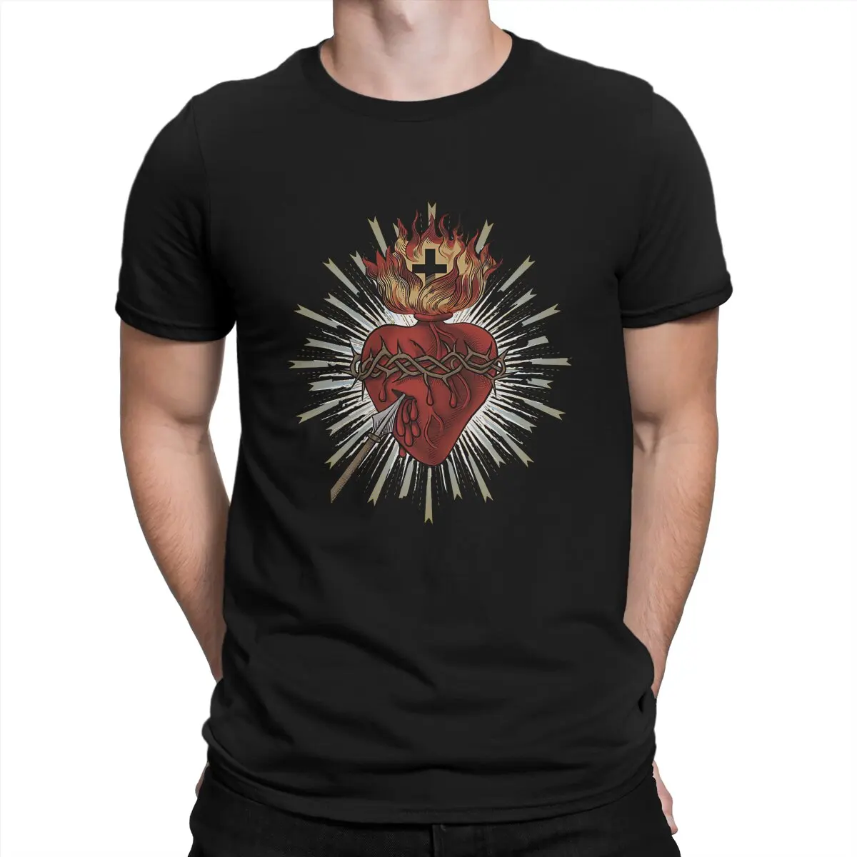 Jesus God Man TShirt Sacred Heart of Jesus Christ Classic Distinctive T Shirt Graphic Streetwear New Trend