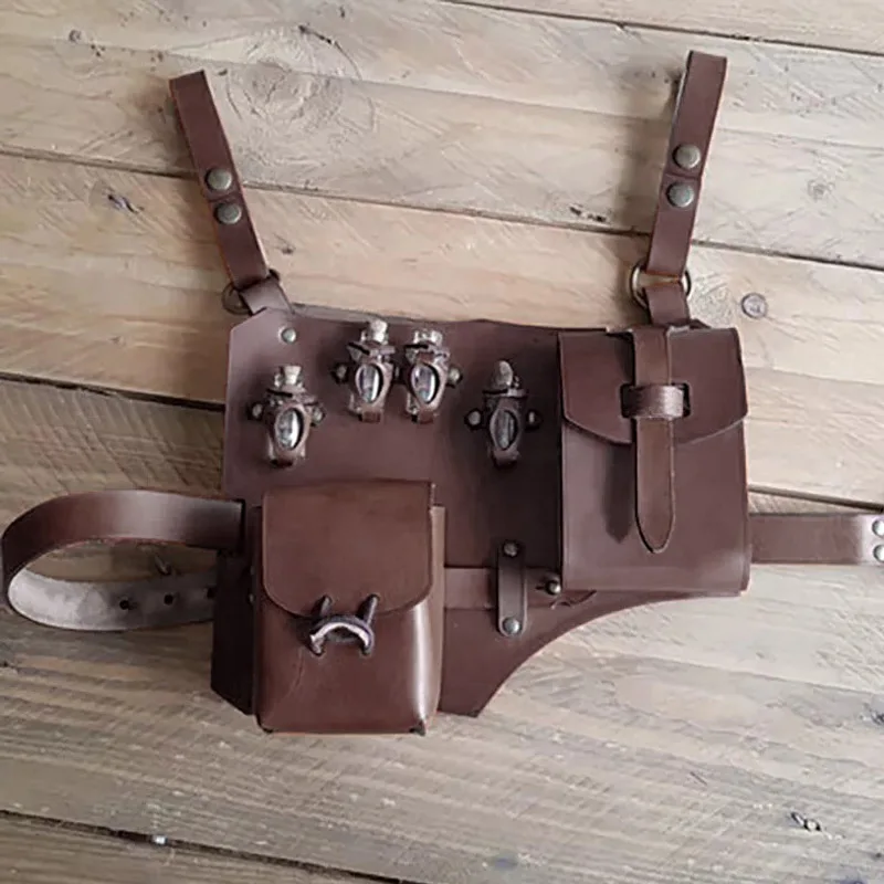 Bolsa de cinto de couro para mulheres bruxa medieval, feiticeira alquimista, adereços para cosplay, poção mágica, acessório steampunk