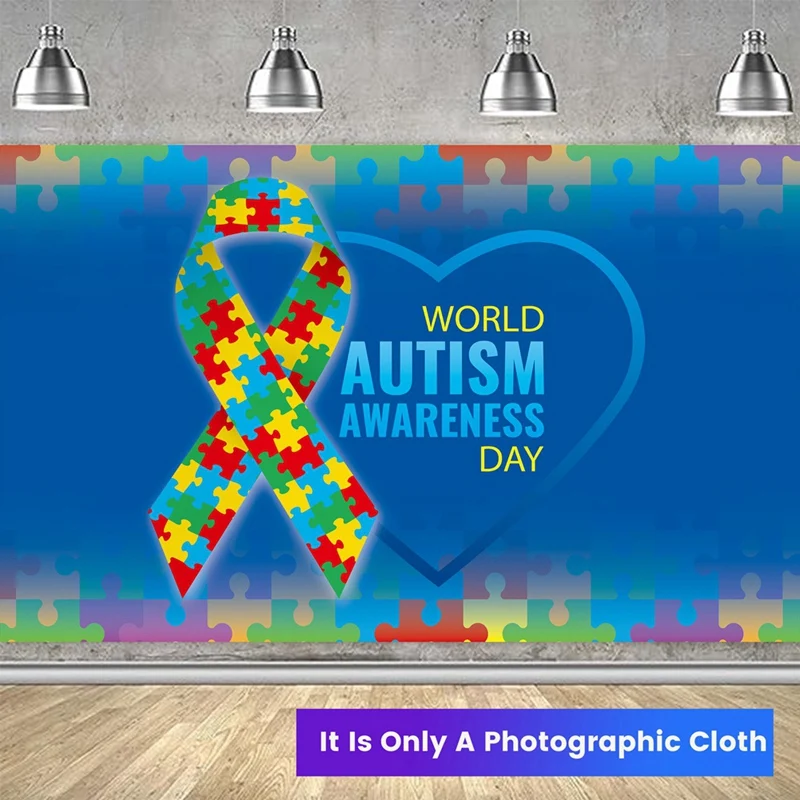 180X115cm Photography Background Fabric World Autism Day Banner Jigsaw Decoration Party Background Fabrics Durable Easy Install