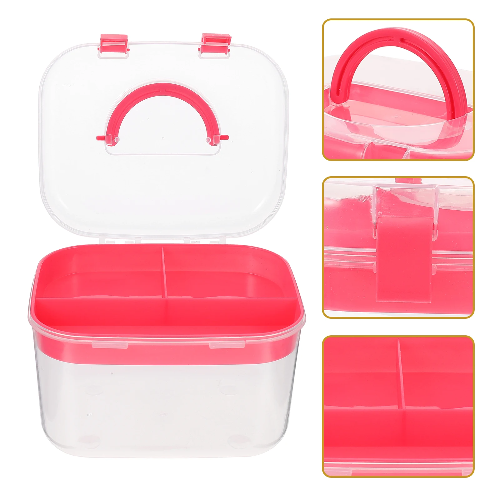 

Double Storage Box Medicine Organizer for Cabinet Practical Holders Sewing Needle Red Containers Portable Case Travel