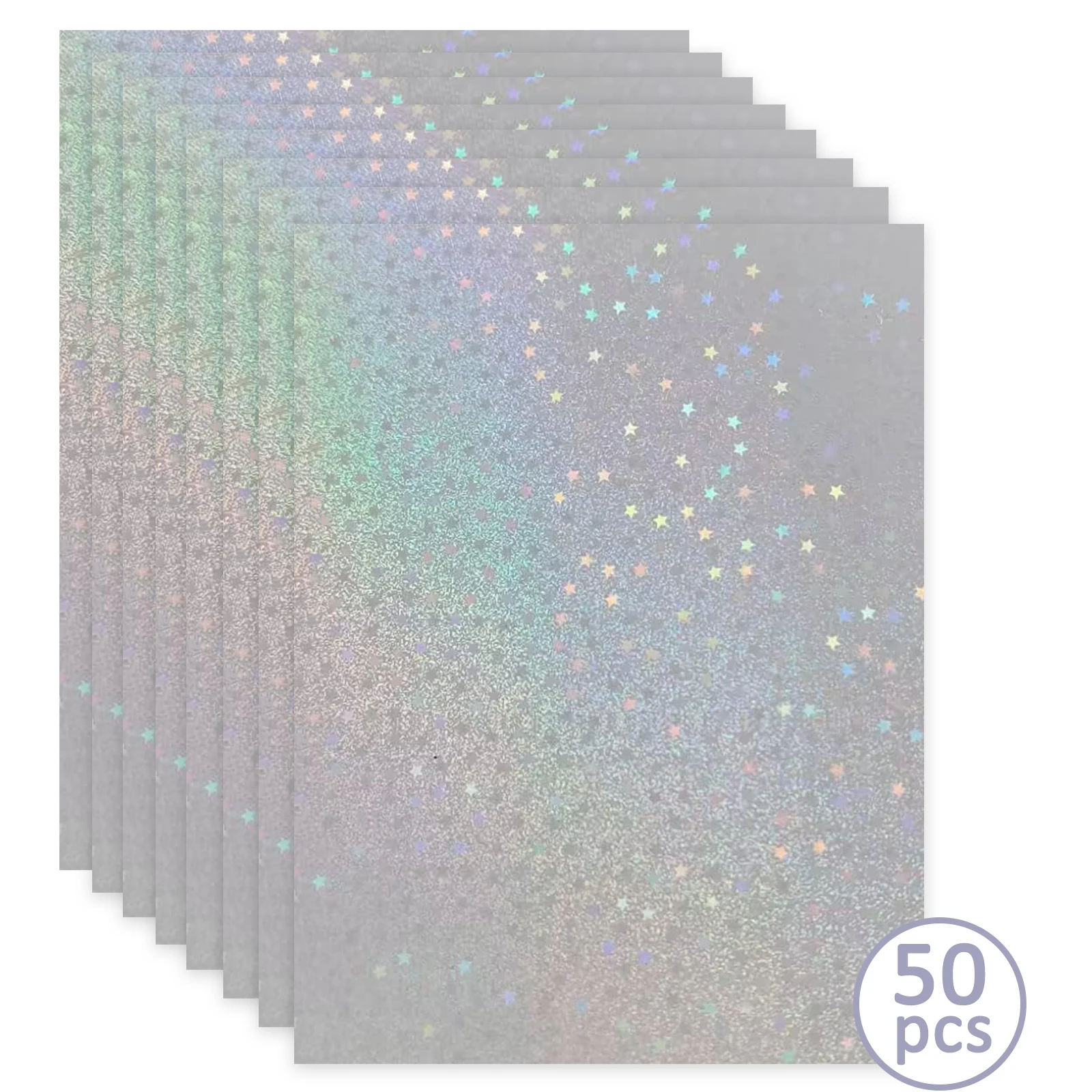 A4 50 Sheets 8.3 x 11.7 In Sand Star Holographic Sticker Paper Glitter Overlay Cold Laminating Film Self Adhesive Vinyl Sheet
