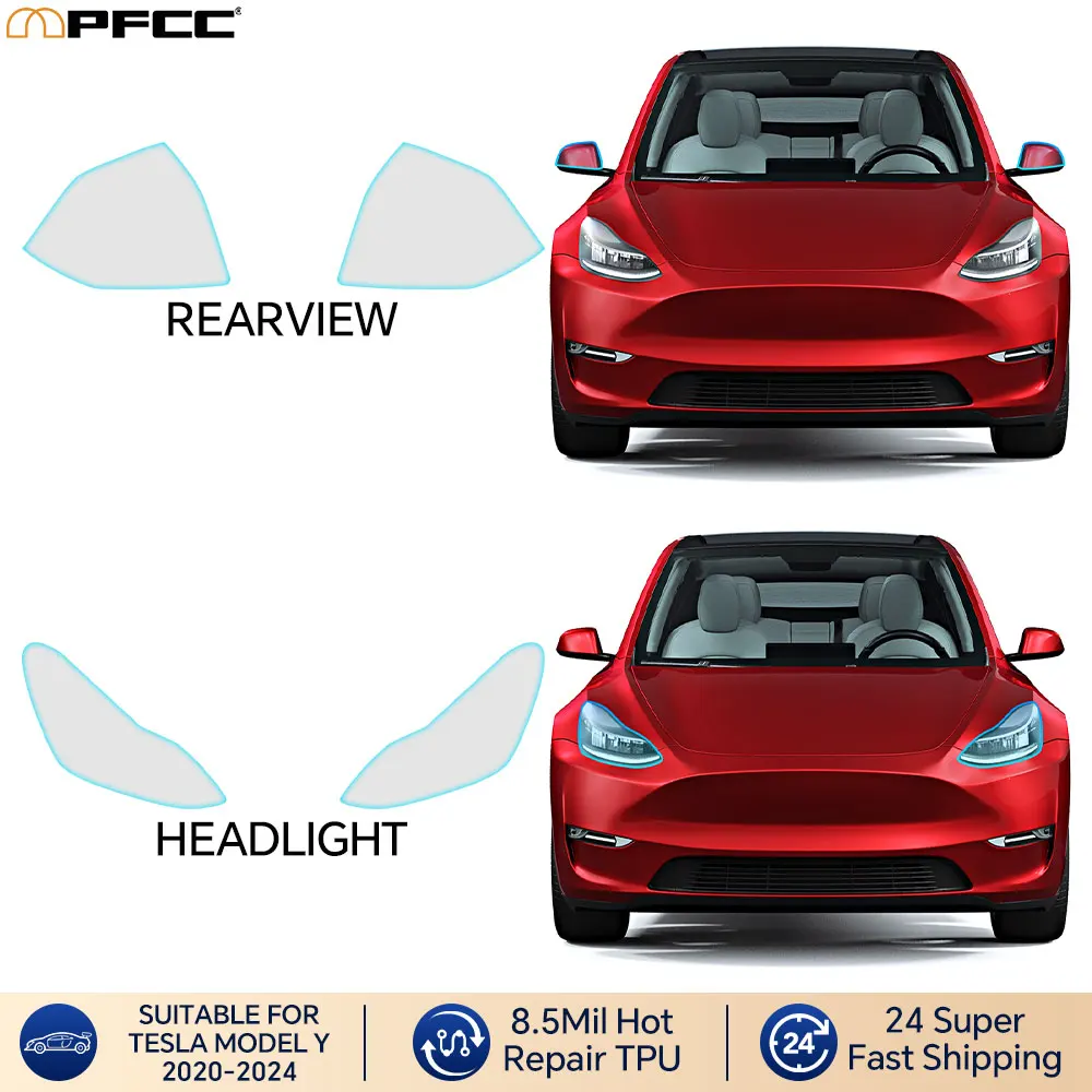 

PPF Car Headlight Film for Tesla ModelY 2020-2023 Rearview A B Pillars Car Paint Protection TPU Film Transparent Accessories