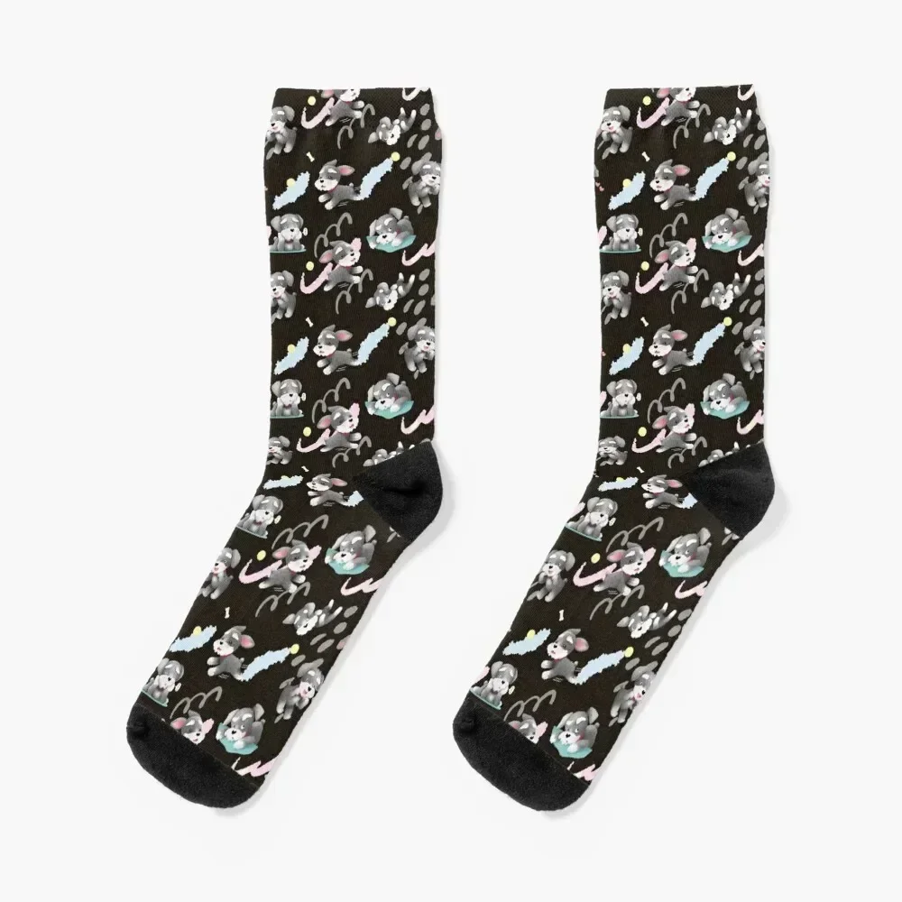 Cute Schnauzer Dog for Everyone [Dark Mode] Socks Wholesale christmas stocking Non-slip Heating sock Socks For Men Women's