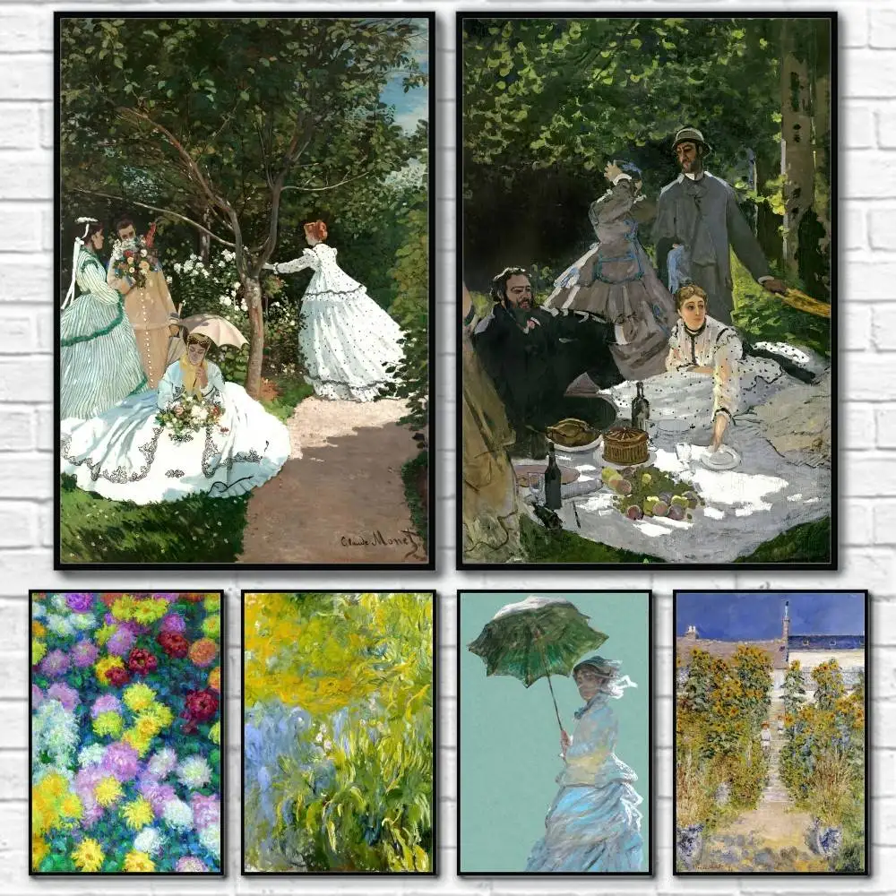 

Leisure Flower Claude Monet Poster Home Living Bed Room Bar Hallway Sticky Wall Art Printing Waterproof Aesthetic Decor