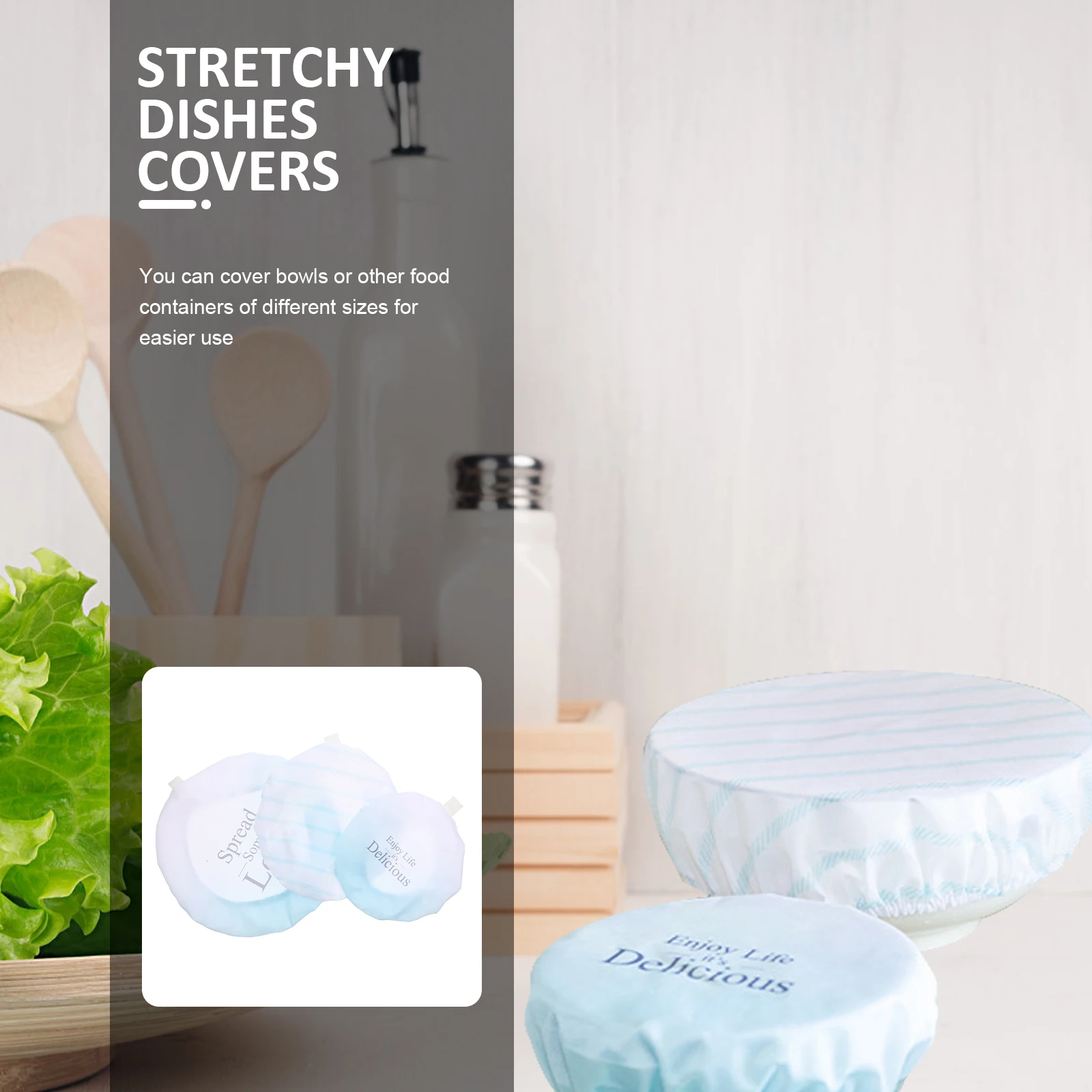 

3pcs Reusable Bowl Stretchy Cloth Elastic Food Storage Lids for Bowls Washable Protective Covers for Salad Containers