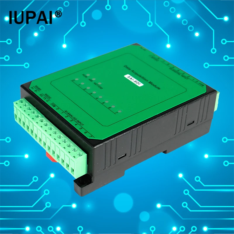 Ethernet 8AI-8DI 8-channel Analog Input 8 channel Digital Input TCP Module Acquisition Control Module Modbus IO Unit RS485 232