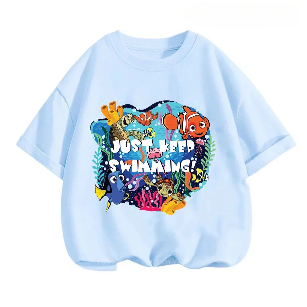 Cute Trendy Summer Styles for Children! Disney's Finding Nemo T-shirts with Enchanting Cartoon Prints Ideal for Both Boys Girls