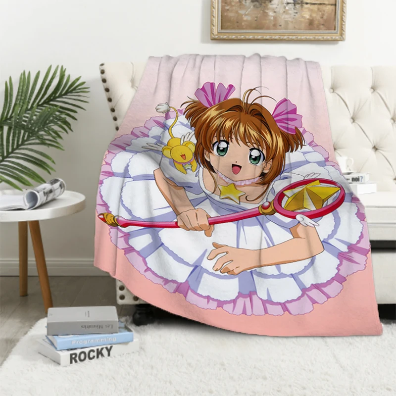 Card Captor Sakura Sofa Blankets for Bed Antistatic Blanket Furry Throw & Throws Double Fluffy Soft Decorative Anime Custom Home