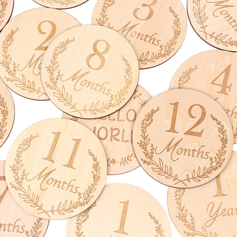 بطاقة معلم خشبية لحديثي الولادة ، شهر الميلاد ، عيد ميلاد ، عضاضة خشبية للأطفال ، لعبة التصوير الفوتوغرافي الدعائم #4