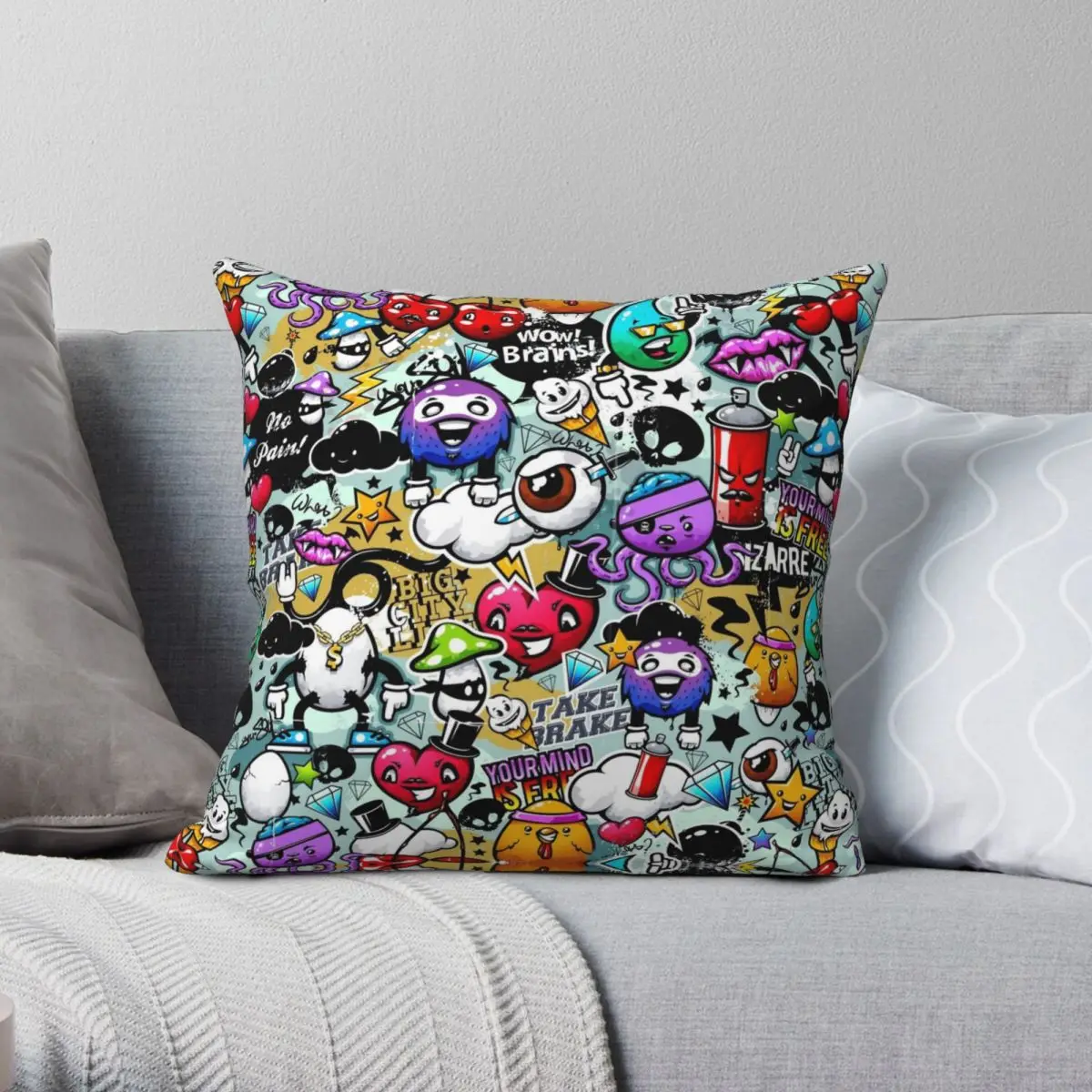 

Funny Weird Comics Zombies Faces Square Pillowcase Polyester Linen Velvet Creative Zip Decor Pillow Case Home Cushion Cover