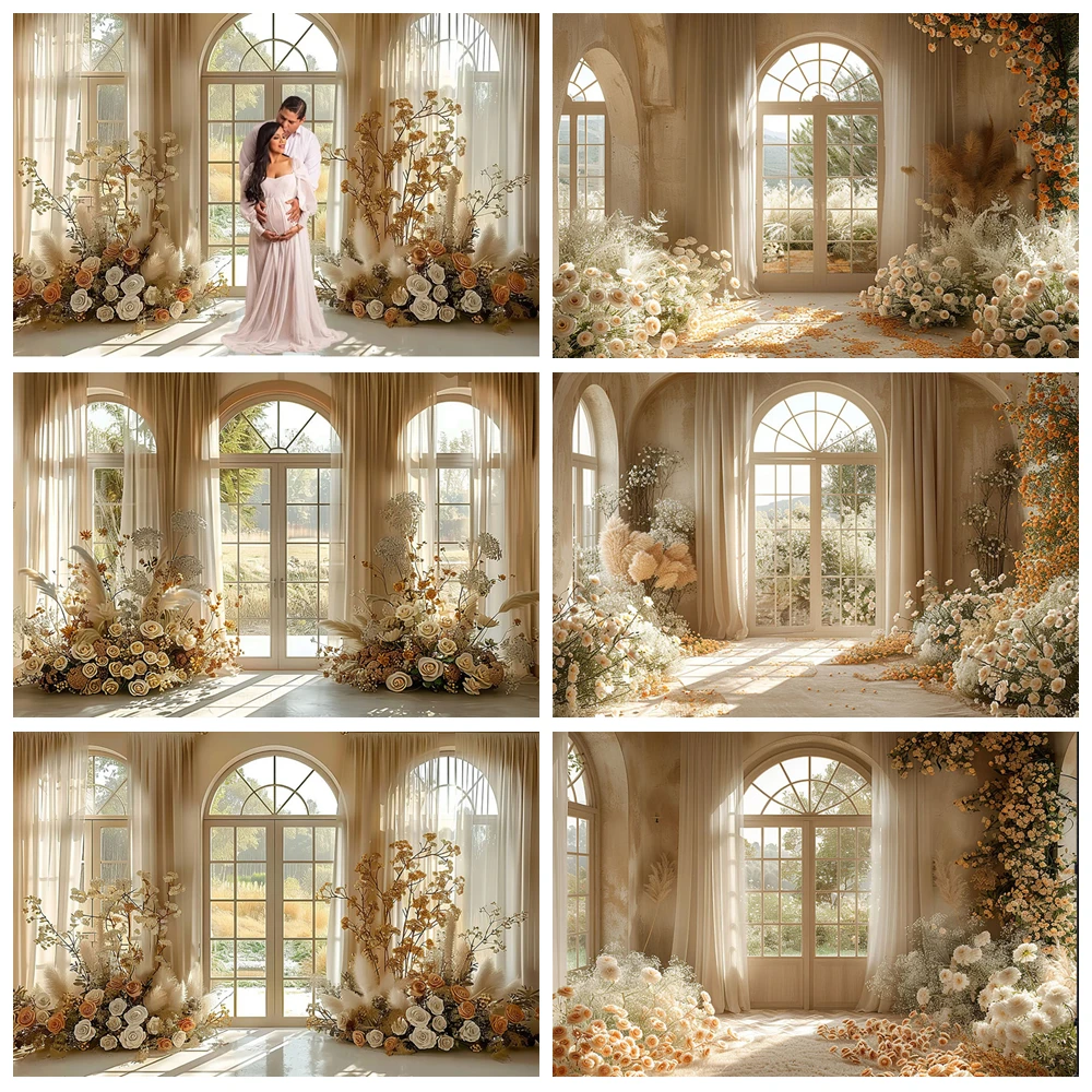 

Bohemian Dried Flowers Studio Interior Photography Wedding Party Background Birthday Theme Backdrop Floral Girs Portrait Decor