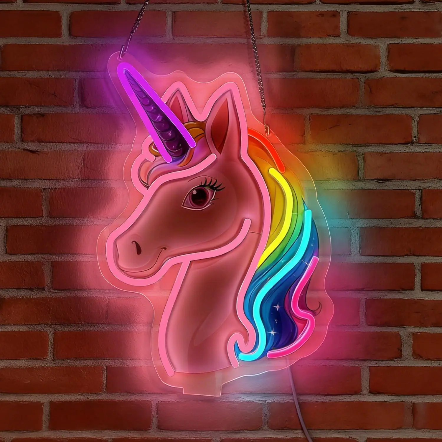 Rainbow Mane Unicorn Neon Sign USB Dimmable LED Light For Girls Bedroom Fairy Theme Shop Storefront Wall Decoration Night Light