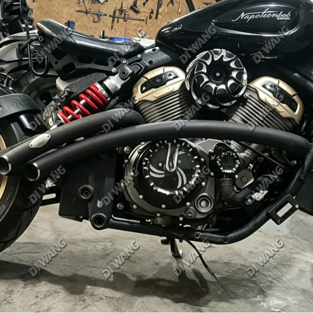 For Benda Napoleonbob 500 Modified Retro Dual Swept Full Exhaust System Straight Muffler Motorcycle Accessories