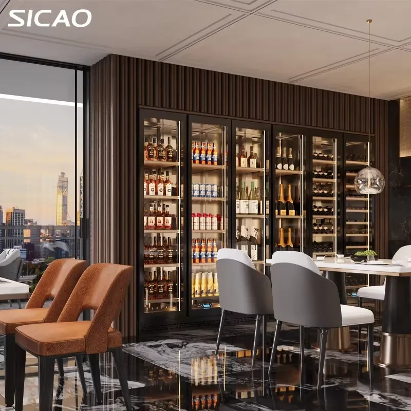 Large Capacity Wine Cooler Commercial Wine Fridge Advanced Temp Humidity Control Custom Wine Cabinet For Home Bar Restaurant