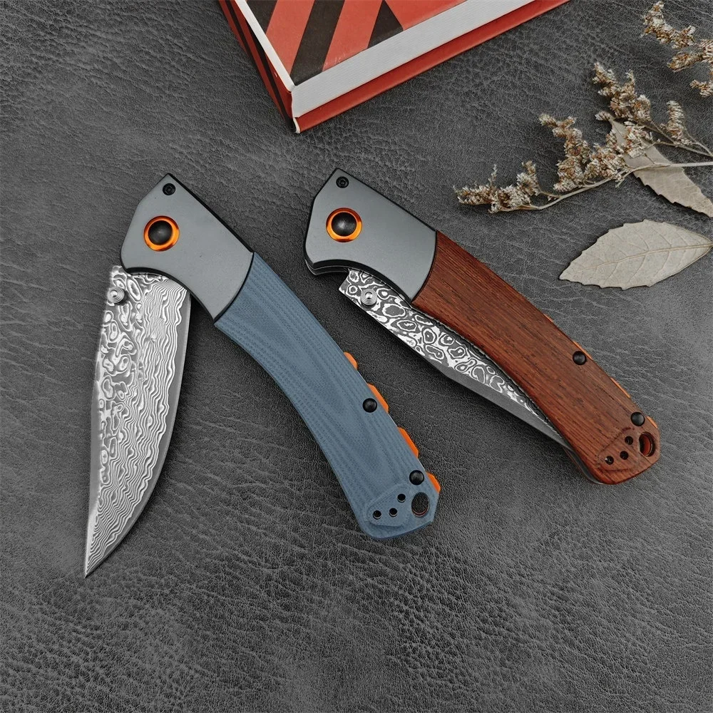 BM 15080 Folding Pocket Knife Damascus Blade Sourwood / G10 Handle Hunting Knife Outdoor EDC Camping Survival Tactical Tools