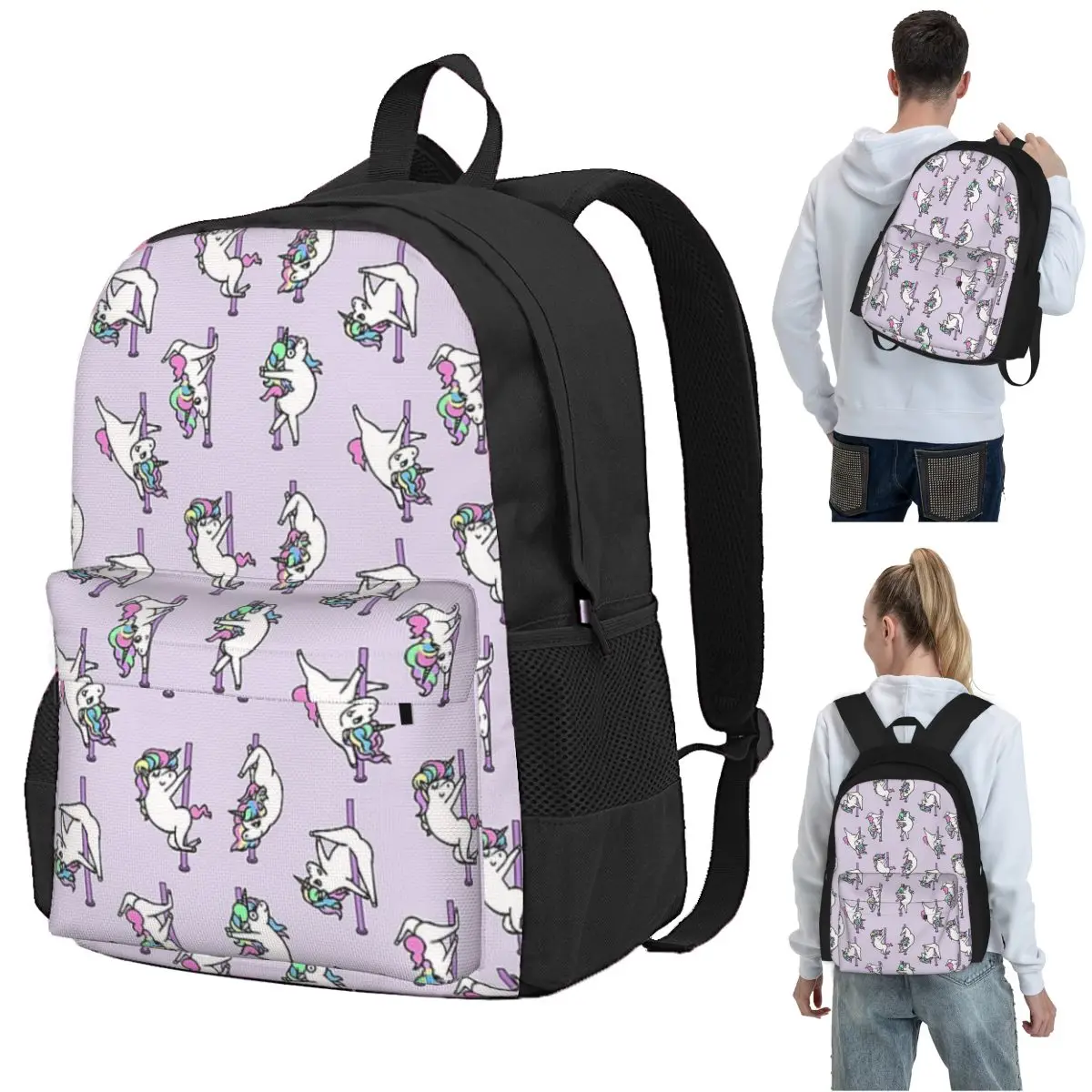 Unicorn Pole Dancing Club Backpack Student BookBag Children School Bag Laptop Shoulder Bags for Boys Girls
